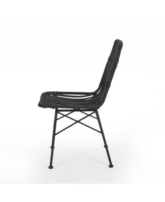 Sawtelle Modern Rattan And Metal Outdoor Dining Chair