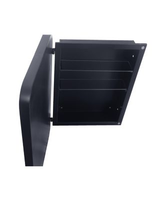 Recessed Black Metal Medicine Cabinet with Mirror and Shelves