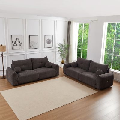 Cozy Lambswool Sofa with Cushions & Pillows