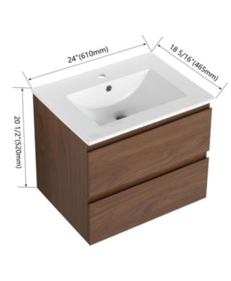 Streamdale 24" Wood Grain Vanity with Ceramic Sink & Soft-Close Drawers