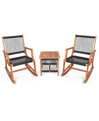 3 Pieces Acacia Wood Rocking Bistro Set