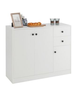 Modern Buffet Sideboard with 2 Pull-out Drawers and Adjustable Shelf for Kitchen-White