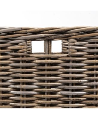 Yael Coastal Hand-Woven &amp;quot;STORAGE&amp;quot; Rattan Basket with Wheels and Handles, Kubu Gray