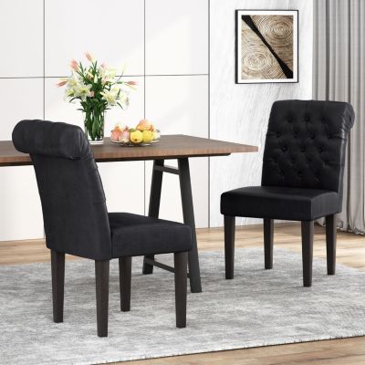 Contemporary Button Tufted Rolltop Dining Chairs