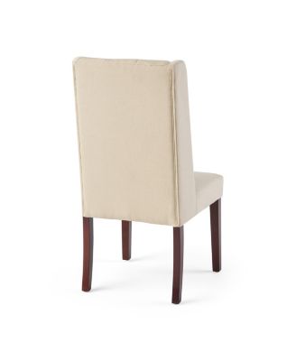 Set of 2 Fabric Sophisticated Tufted Dining Chairs With Diamond Stitching