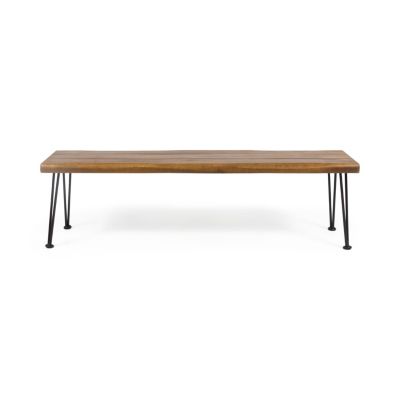 Streamdale Modern Industrial Acacia Wood Bench With Hairpin Legs