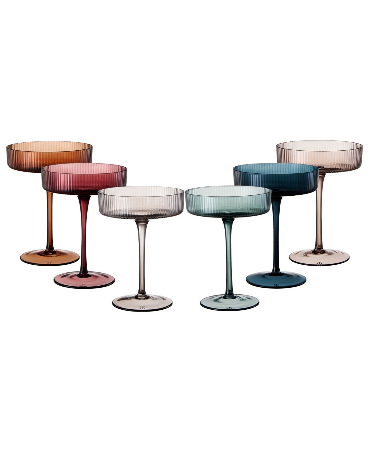 The Wine Savant Colored Classic Art Deco Coupe Glasses Set Of 6 In Multicolor