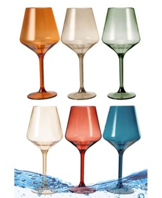 European Style Plastic Crystal Stemmed Wine Glasses Set of 6