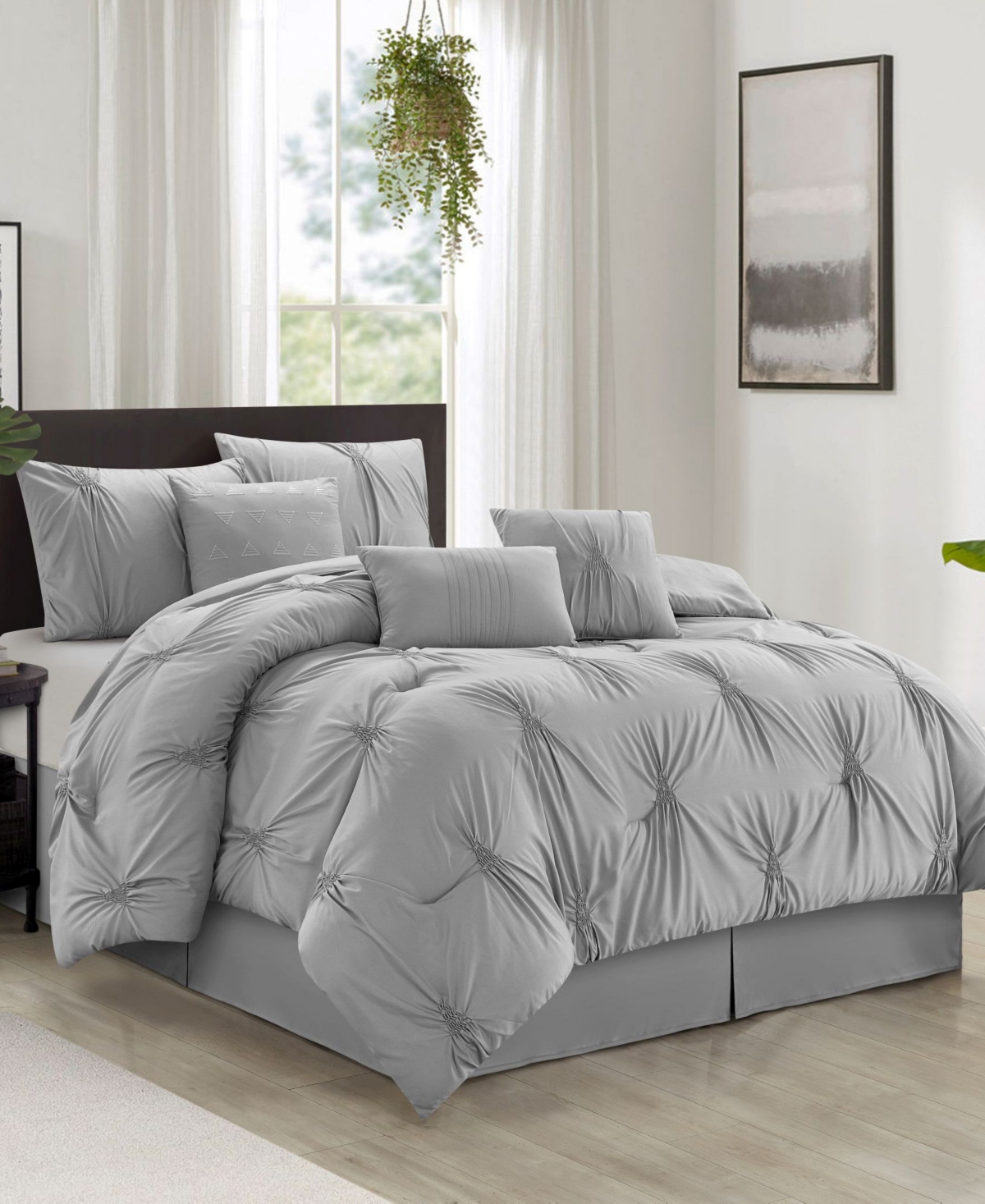 Stratford Park Nargiz Pintuck 7-pc. Comforter Set, Queen In Grey