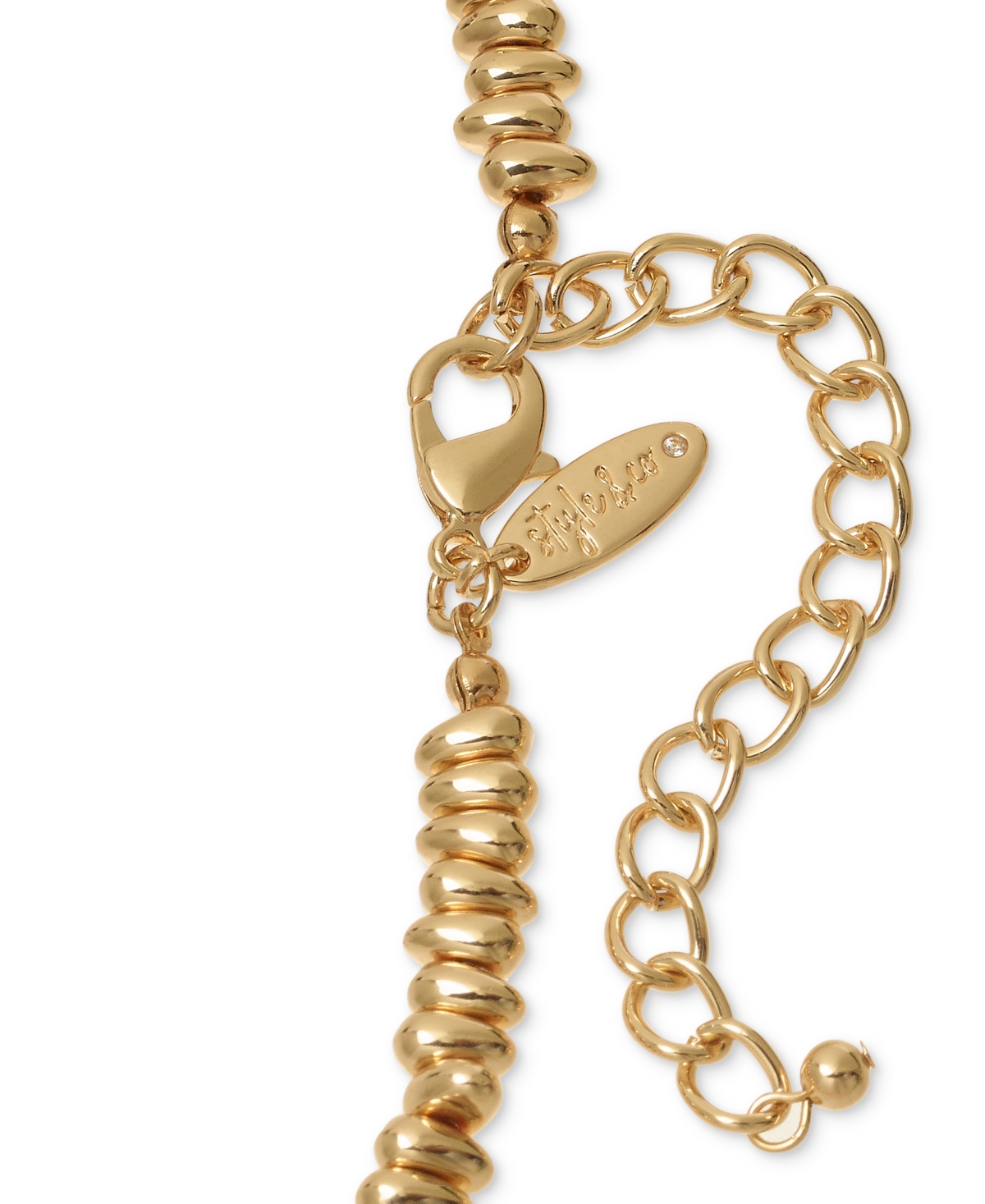 Style & Co Gold-ToneBeaded Circular Pendant Long Necklace, Created for Macy's - Green