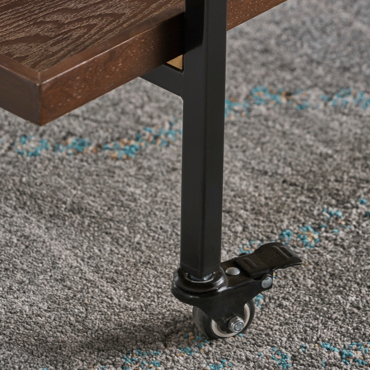 Simplie Fun Modern Industrial Bar Cart With Shelving, Bottle Holders, And Rolling Casters