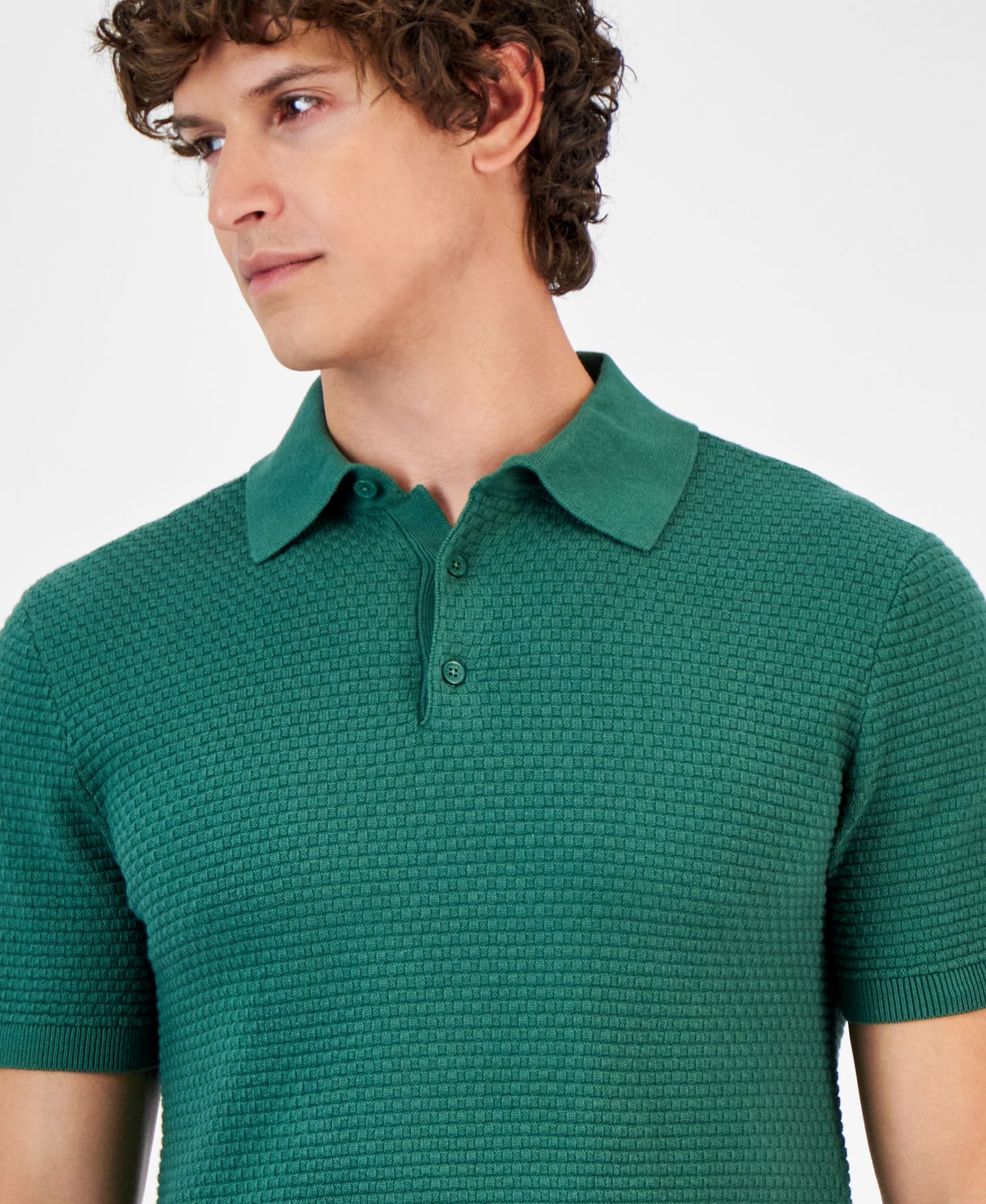 Мужское поло A|X Armani Exchange Short Sleeve Knit Polo Shirt, цвет: Тёмно-зелёный — фото 3