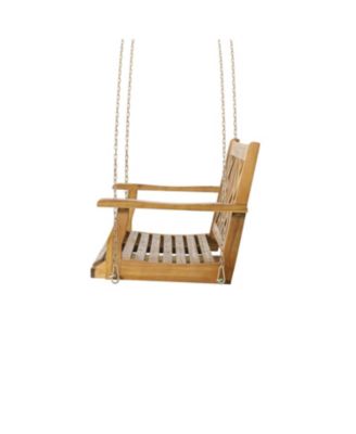 Simplie Fun Acacia Wood Porch Swing With Slat Panel Seating