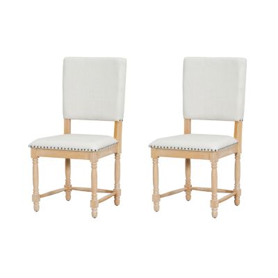 Vintage Upholstered Dining Chairs with Turned Legs and Nailhead Trim