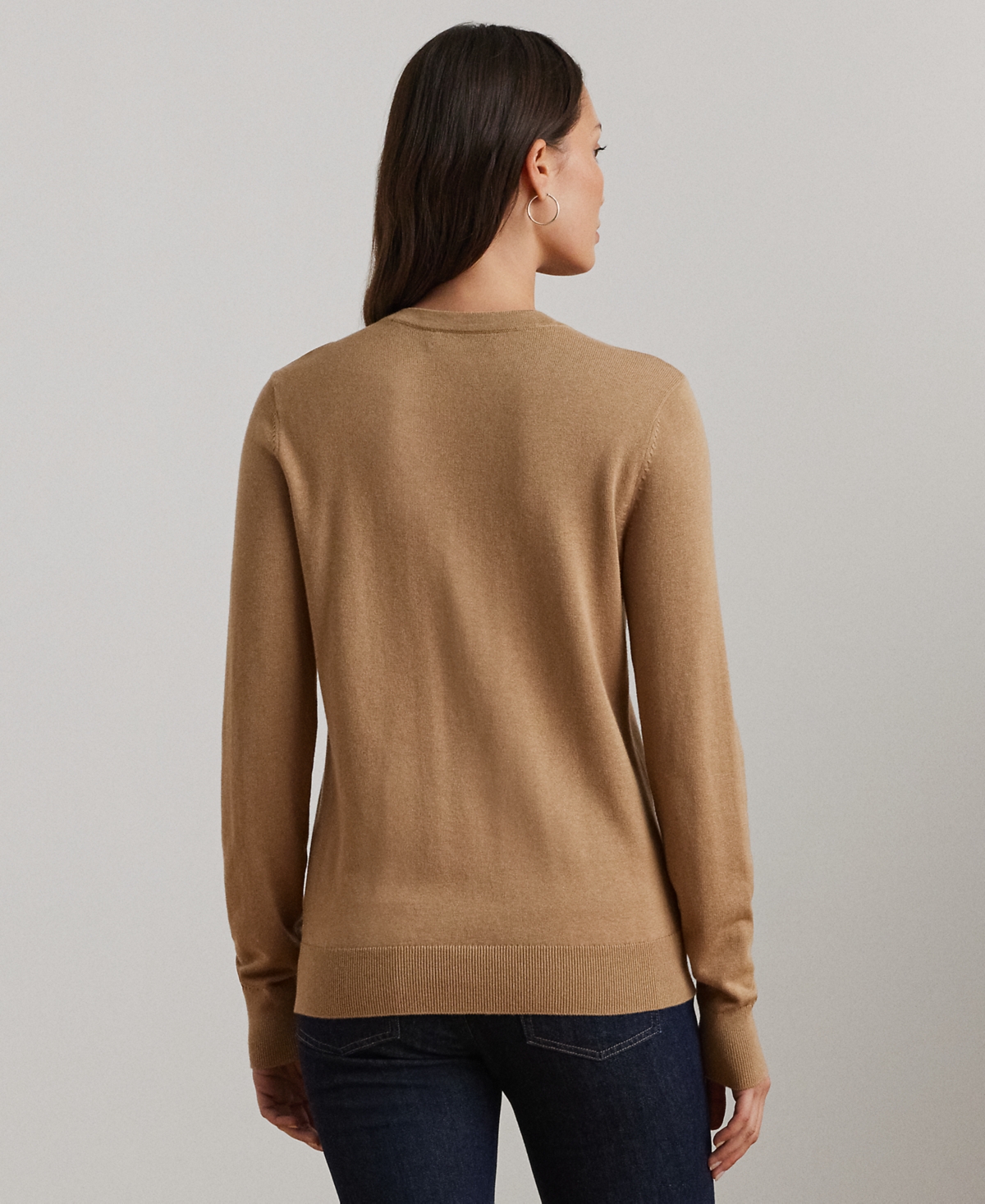 Shop Ralph Lauren Petite Cotton-blend Sweater In Classic Camel