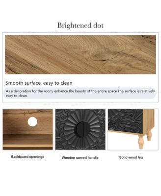 Black Carved Symmetrical Door with Wood Frame