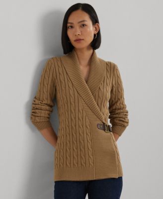 Lauren Ralph Lauren Petite Buckled Cotton Sweater Macy s