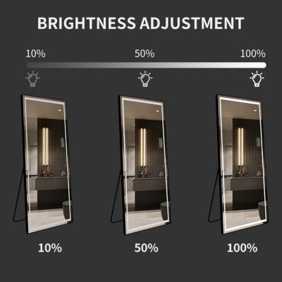 Streamdale Full-Length LED Mirror with Stand, 4mm HD Silver Mirror