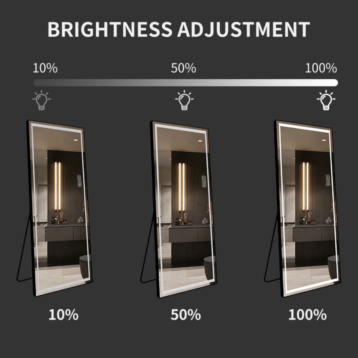 Streamdale Furniture Full-Length Led Mirror with Stand, 4mm Hd Silver Mirror