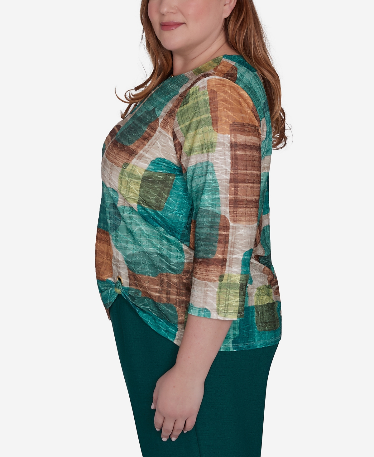 Alfred Dunner Plus Size Emerald Isle Colorblock Texture Top