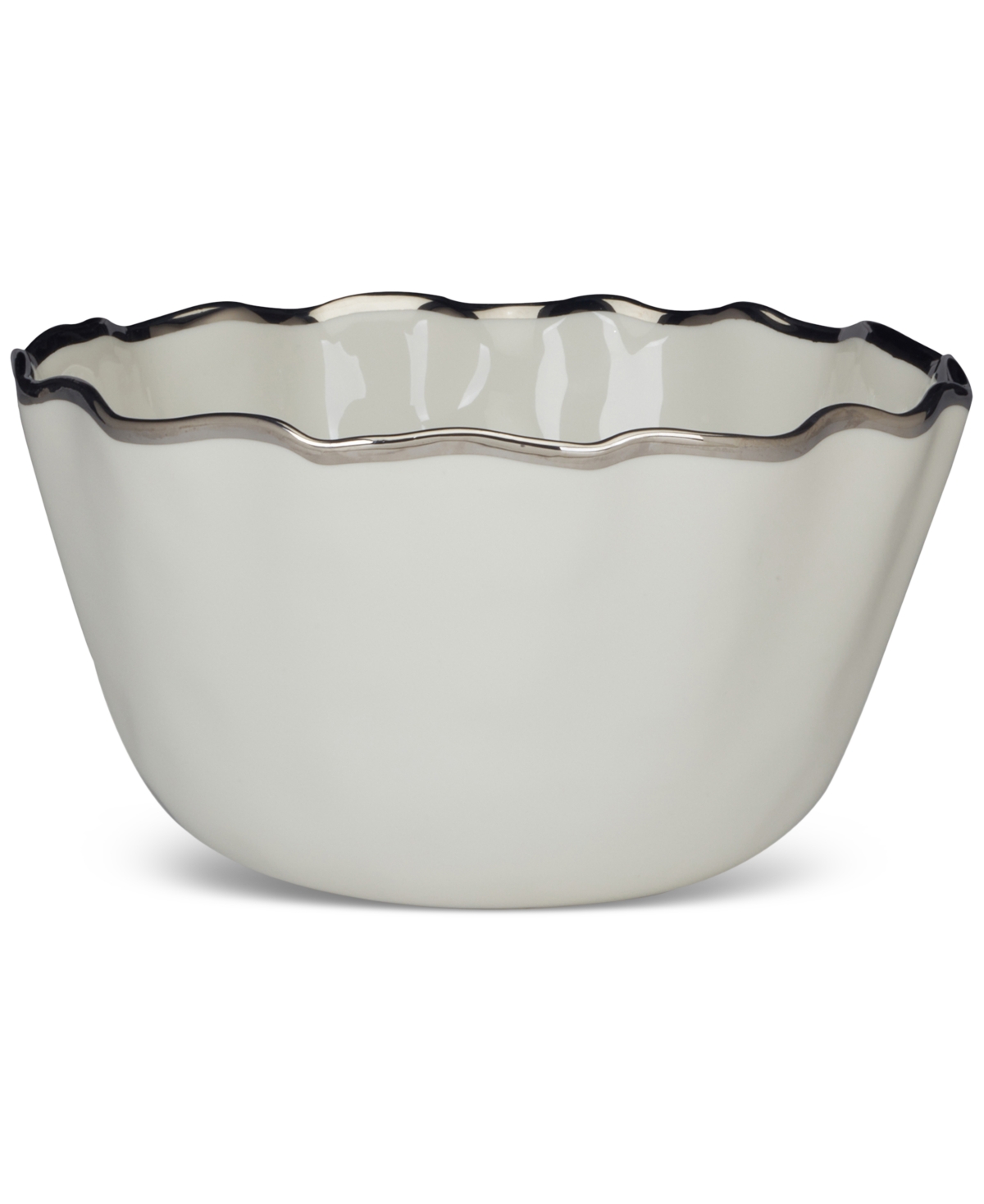 Certified International Regency Deep Metallic-trim Porcelain Bowl In Silver