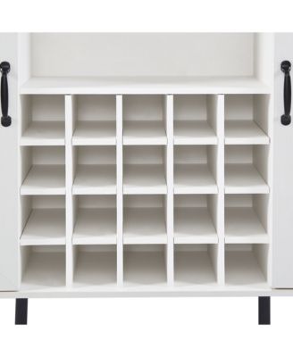 Streamdale White Faux Rattan Wine Cabinet with Wine Rack & Glass Holder