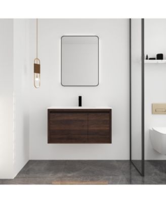 36" Floating Vanity with Gel Sink Ample Storage, Soft-Close, Durable