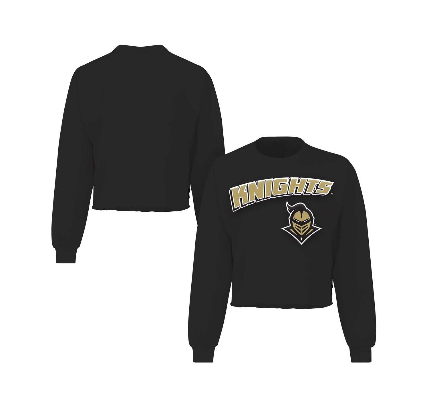 Women's Black UCF Knights Slouchy Cropped Long Sleeve T-Shirt