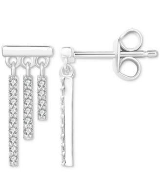 Macy's - Diamond Graduated Triple Bar Drop Earrings (1/5 ct. t.w.) in Sterling Silver