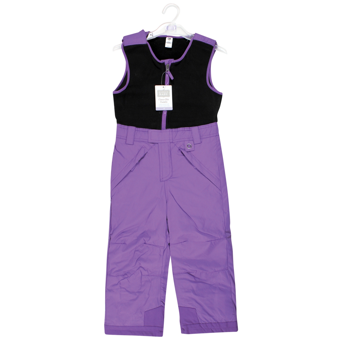 Hudson Baby Toddler Boys Unisex Snow Bib Overalls with Fleece Top,- Purple