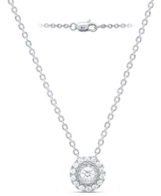 Бриллианты Forever Grown Diamonds, 2 шт. Комплект: колье с подвеской Halo из выращенных в лаборатории бриллиантов и серьги-гвоздики в тон (1 карат) из чистого серебра