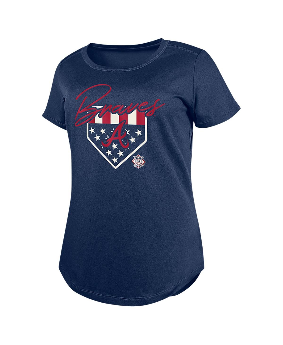 NEW ERA WOMEN'S NAVY ATLANTA BRAVES AMERICANA T-SHIRT 