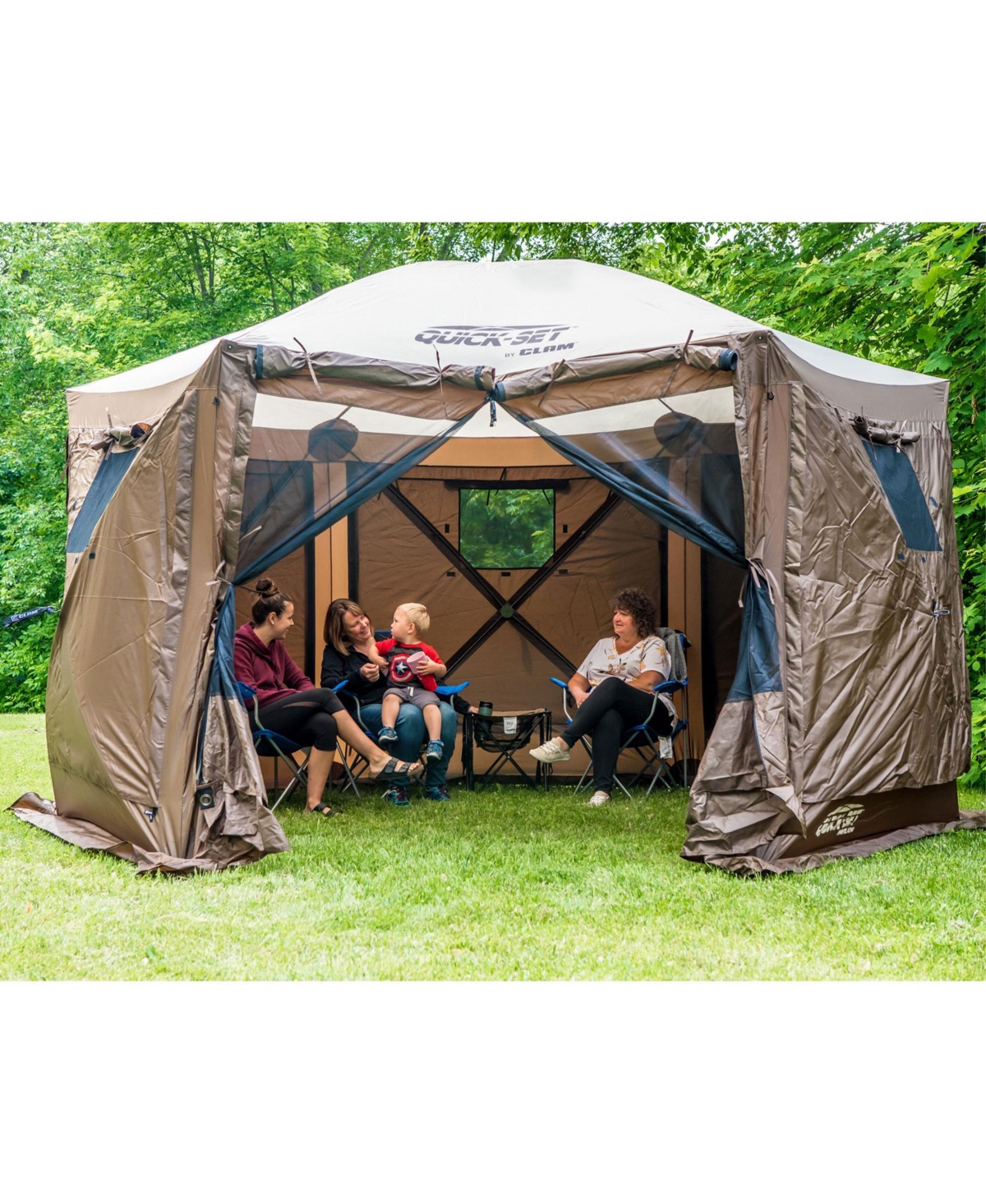 Clam Quick-Set Pavilion 12.5 x 12.5 Foot Portable Outdoor Canopy Shelter,- Brown