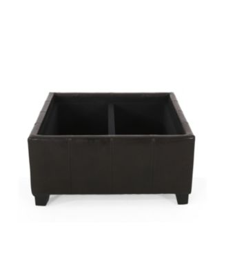 Streamdale Faux Leather Storage Ottoman With Tray Tops