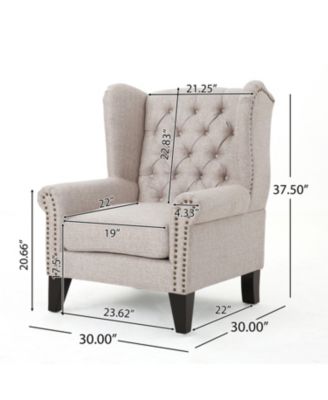 Single Piece Fabric Antique-Style Tufted Accent Chair With Decorative Trim