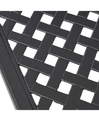 62-Inch Cast Aluminum Square Table with Woven Accents Outdoor Dining Table