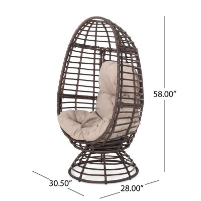 Streamdale Rafael Outdoor Wicker Swivel Egg Chair With Cushion