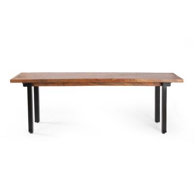 Streamdale Modern Industrial Dining Bench Black + Country Brown