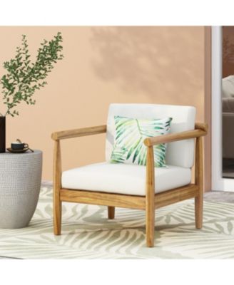 Acacia Wood Club Chair With Water-Resistant Cushions