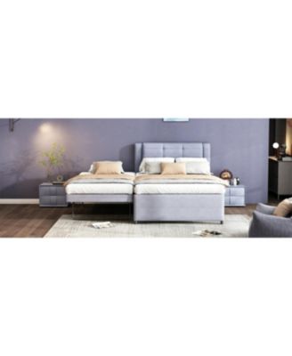 Streamdale Beige Upholstered Platform Bed with Trundle