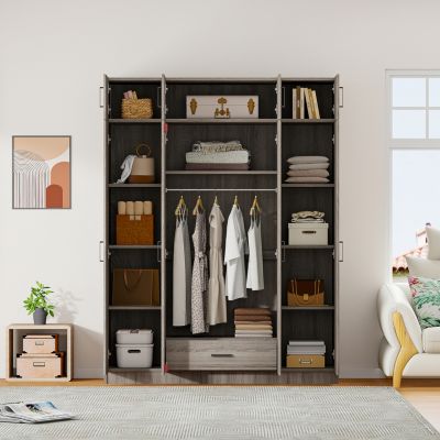 Streamdale  4-Door  Wardrobe  Drawer & Cabinet Storage Freestanding Bedroom Closet