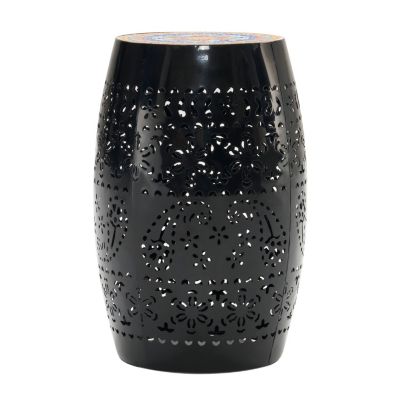 Streamdale 12" Mosaic Side Table Pattern, Black Iron Frame