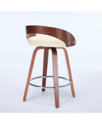 Set Of 2 plush faux leather 25" Counter Height with Swivel Seats Bar Stools