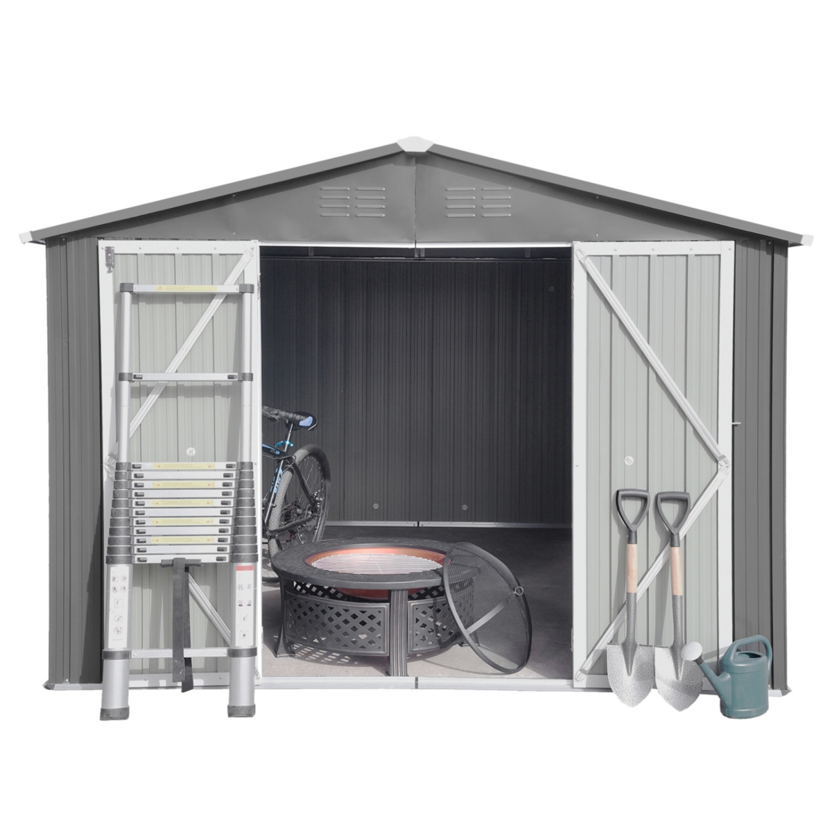 Streamdale Furniture 10FTx12FT Outdoor Storage Shed with Punched Vents and Hinged Door