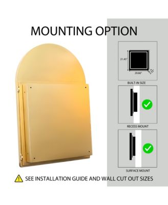 24x36" Recessed Gold Metal Medicine Cabinet with Mirror