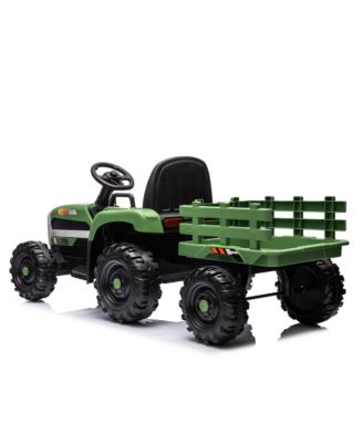 24V Electric Ride-On Tractor with Trailer, Remote Control, Music, Lights, Safety Belt