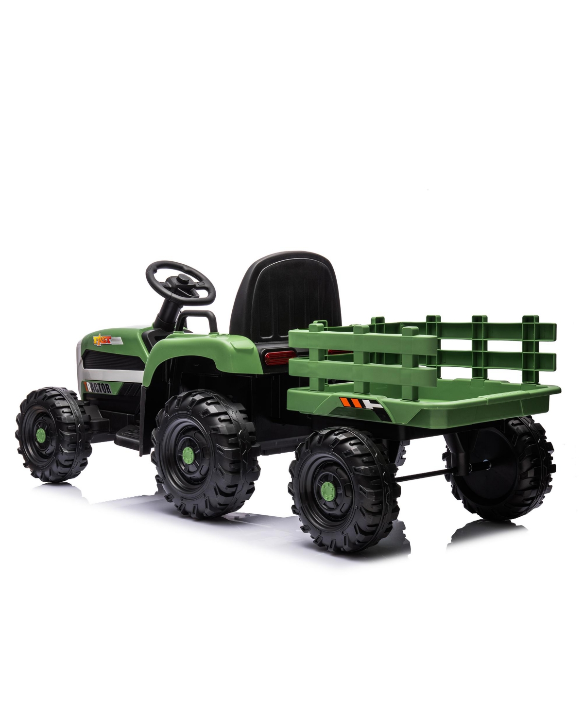 24V Electric Ride-On Tractor with Trailer, Remote Control, Music, Lights, Safety Belt