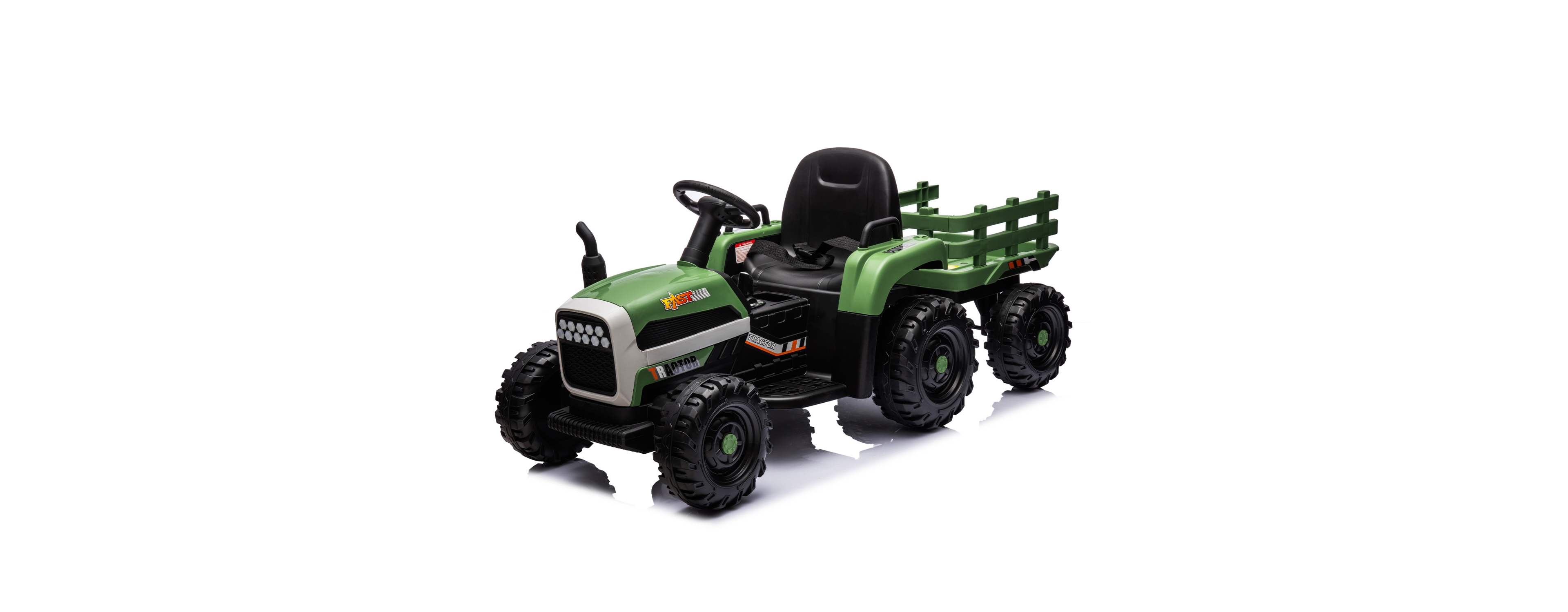 24V Electric Ride-On Tractor with Trailer, Remote Control, Music, Lights, Safety Belt