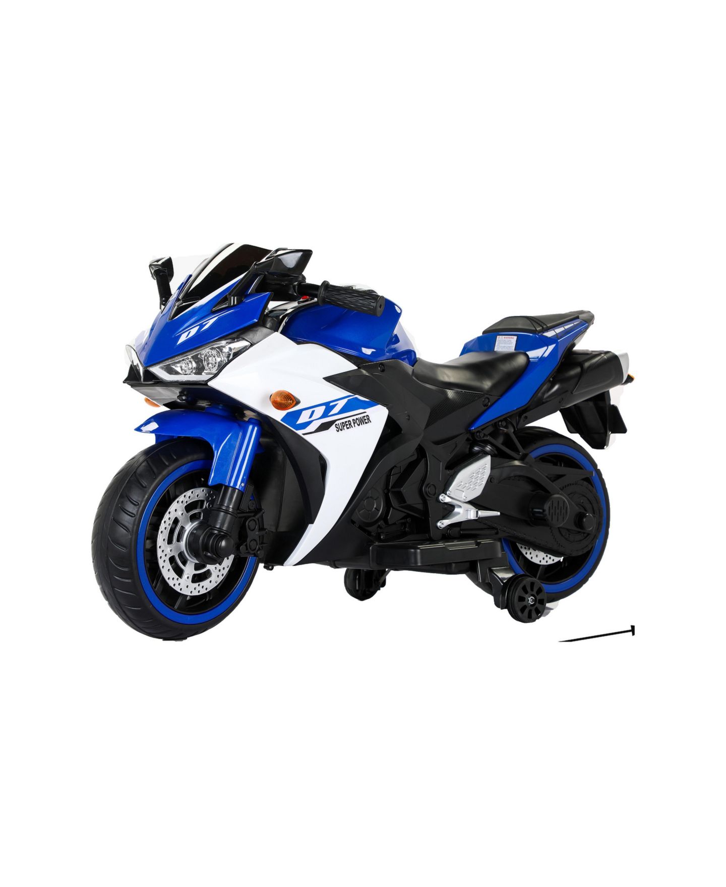 Детская игрушка Streamdale Furniture Lighting Wheels Electric Illuminated Ride-On Motorcycle with Training Wheels, от 3 лет, цвет: Синий — фото 2