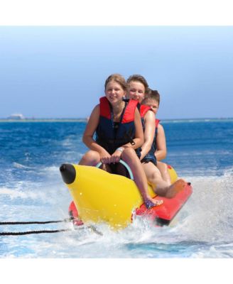 3-Person Inflatable Banana Boat with Boating and Water Sports Electric Air Pump